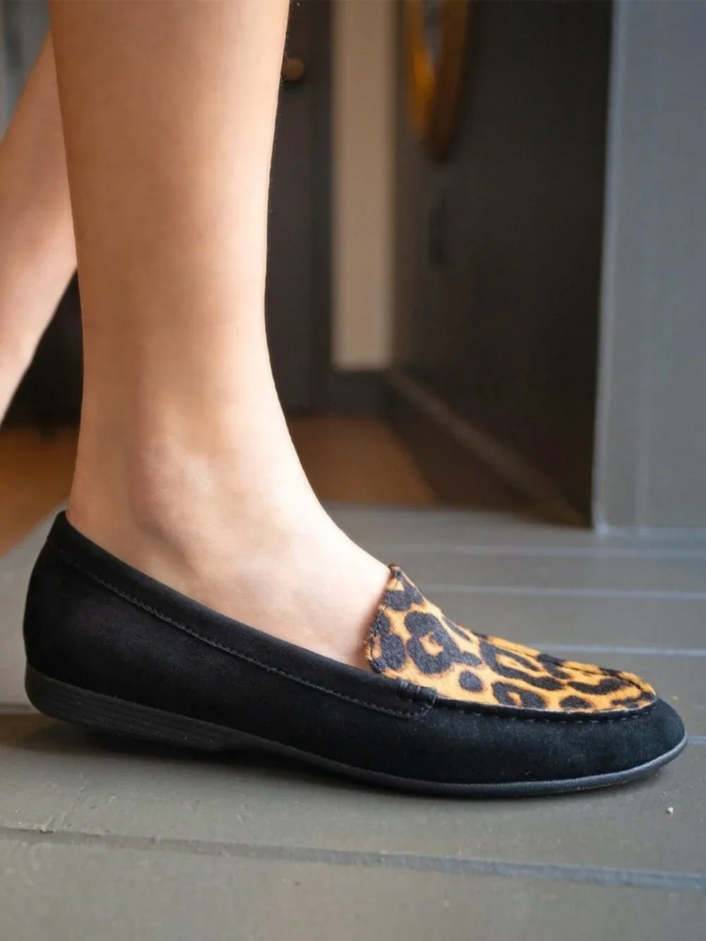 Dansko Lorri Leopard Calf Hair Suede Loafers Slip On Flats Black Size 38 US 8